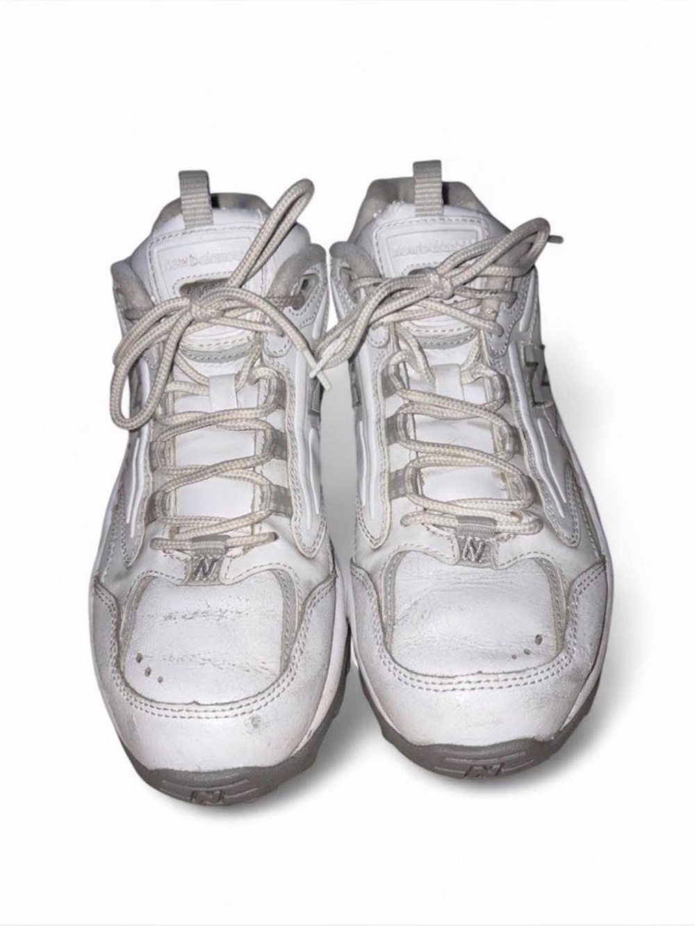 New Balance White Leather Athletic Sneakers